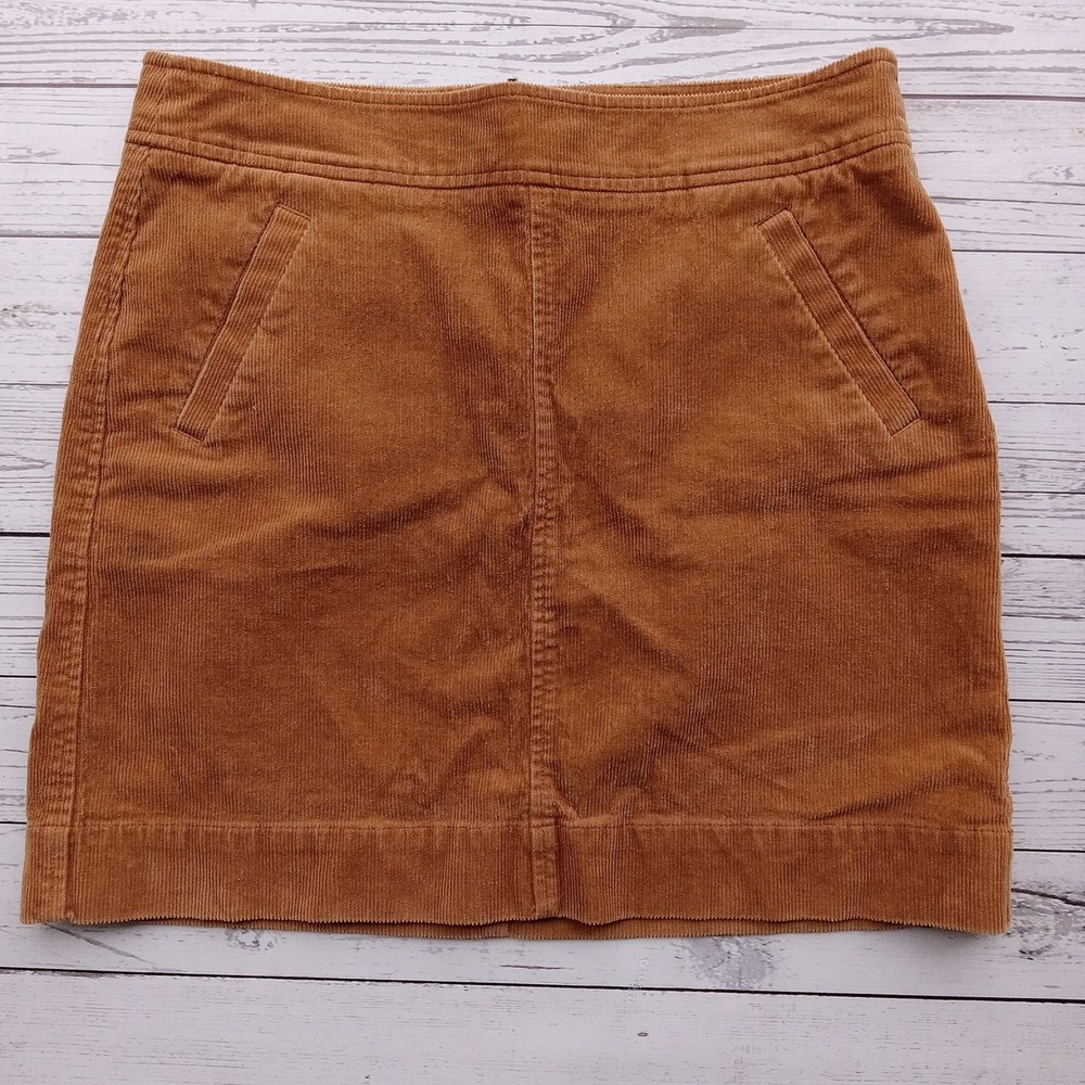LOFT Womens Corduroy Skirt Size 6 Pockets Mini A-Line Brown Academia Preppy